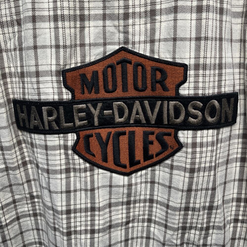 Harley Davidson Shirt Men’s XL Brown White 1903 Plaid Flannel Long Sleeve. LL